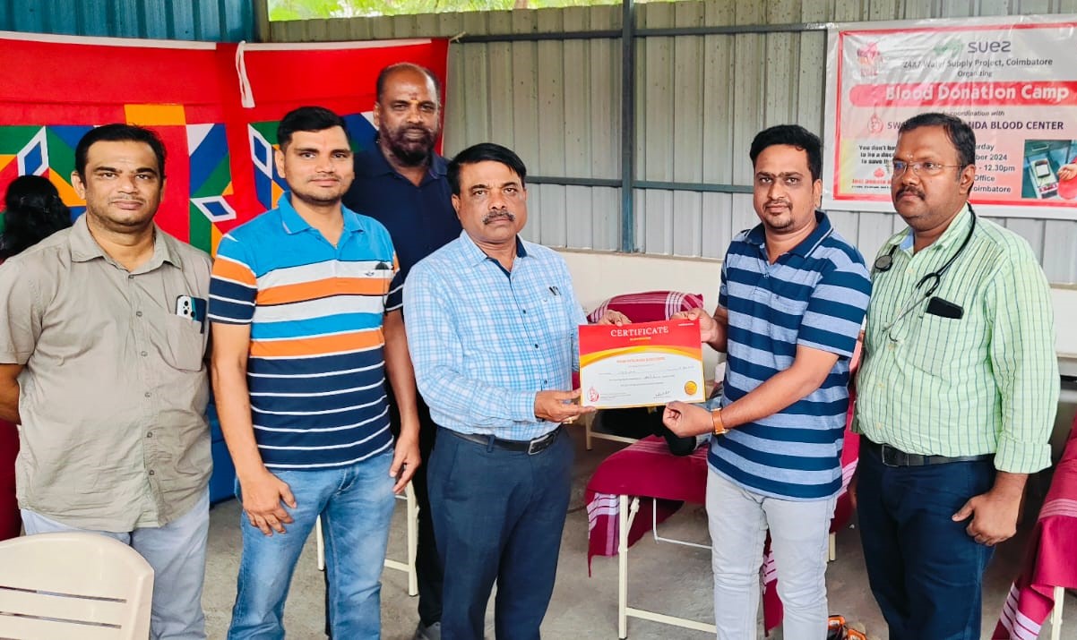 Suez India Organizes Blood Donation Camp at its project office, Town Hall 